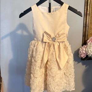Rare Editions Cream Floral Kids Dress with Bow
